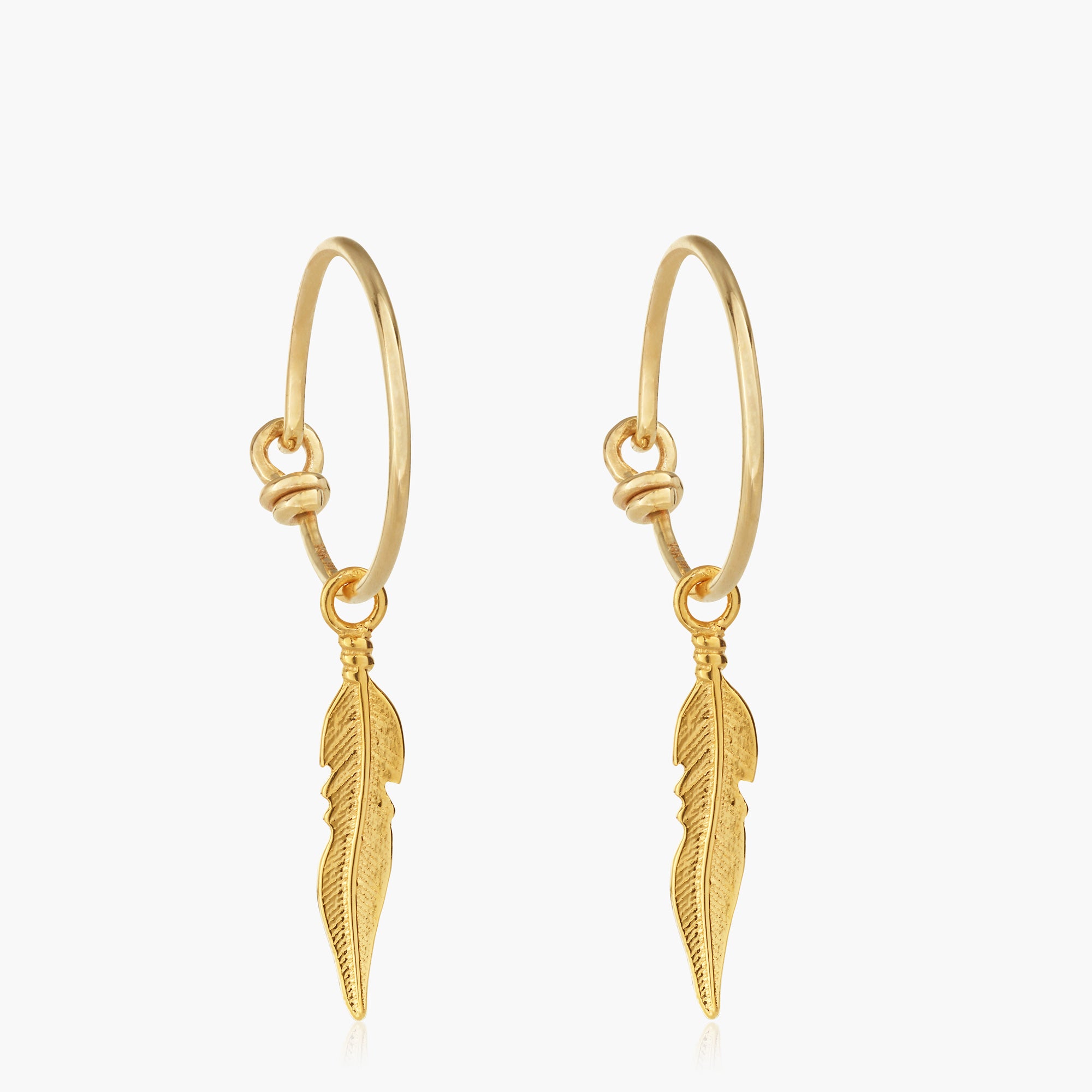 Feather hoop shop earrings gold